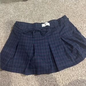 Hollister Navy and Red Plaid pleated mini  Skirt with built in skirt